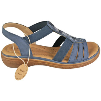 MONIKA Navy Wedge Lightweight Elastic Slip On Sandals