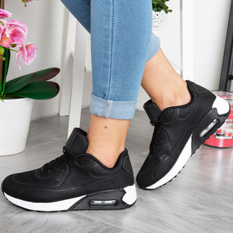 AILEEN Black/White Lace Up Trainers