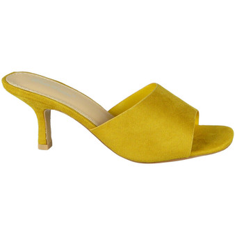 Calla Yellow Slip On High Heel Open Toe Sandals