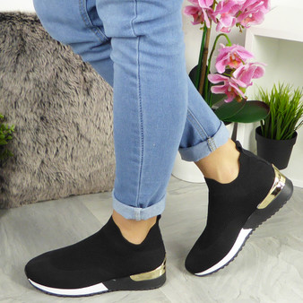 LAKEN Black Sock Slip On Trainers 