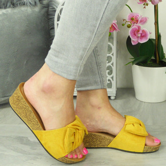 LYRA Yellow Platform Comfy Sliders Shoes