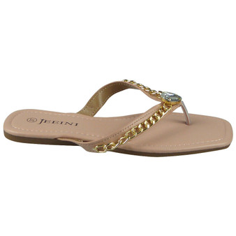 ZYKEEM Pink Flip Flops Chain Flat Slippers 