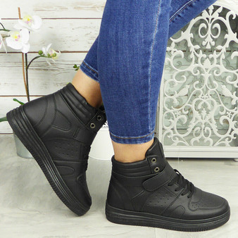 EILY Black Trainers Sneakers Comfy Boots 