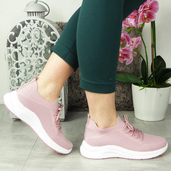  MELAT Pink  Trainers Lace Up Running Shoes  