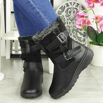 MICKIE Black  Winter Casual Comfy Boots 