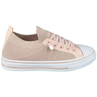 OTTILIE Pink-White New Lace Up Trainers Slip On Boots