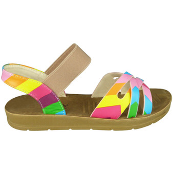 BEATRIX Multi Summer Open Toes Flat Elastic Sandals
