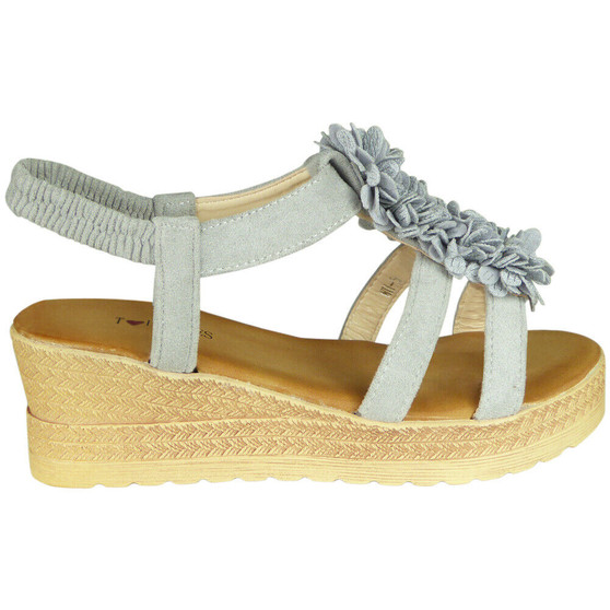 FARIA Grey Strappy Wedges Platform Sandals 