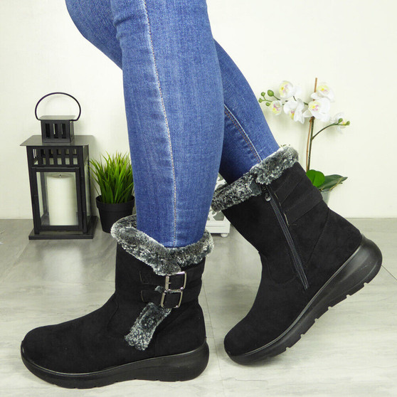 ROBYN Black Winter Casual Fleece Lined Shoes
