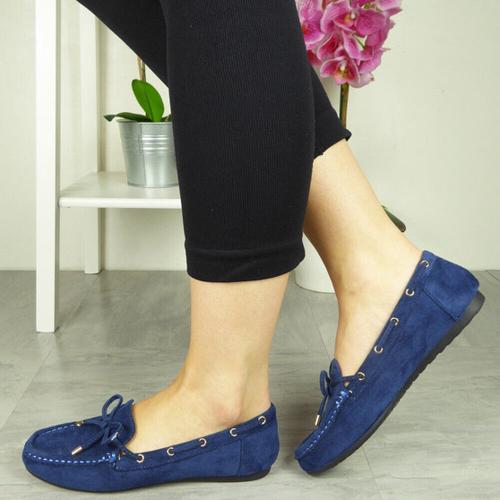 MELDA Blue Loafers Pumps Office Flat Shoes