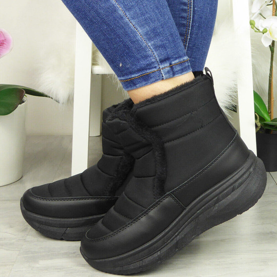 LIBRATI Black  Ankle Faux Fur Winter Boots