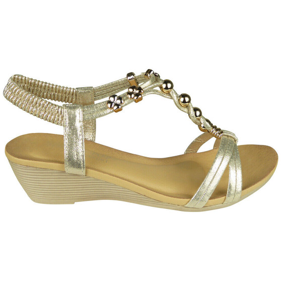 FOSTA Gold Slingback Wedge Summer Sandals