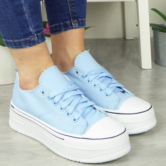 MILLY Blue Trainers Canvas Platform Shoes
