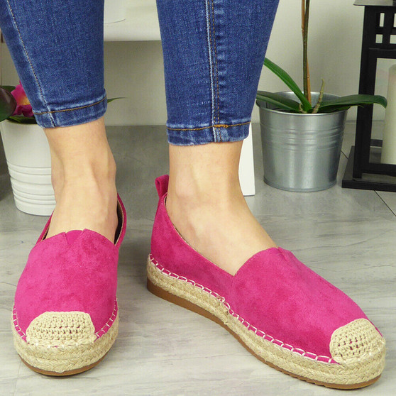 EDITH Fuchsia Loafers Slip On Hessian Sandals