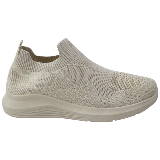 MERGOT Beige Sock Slip On Jogging Trainers Shoes