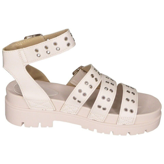   ROBIE Beige Gladiator Flatform Strappy Buckle Sandals 