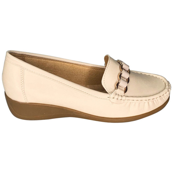 EMILA Beige Loafers Wedge Pumps Slip On Light Shoes