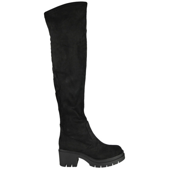 MORMA Black Knee High Platform High Heels Zip Boots