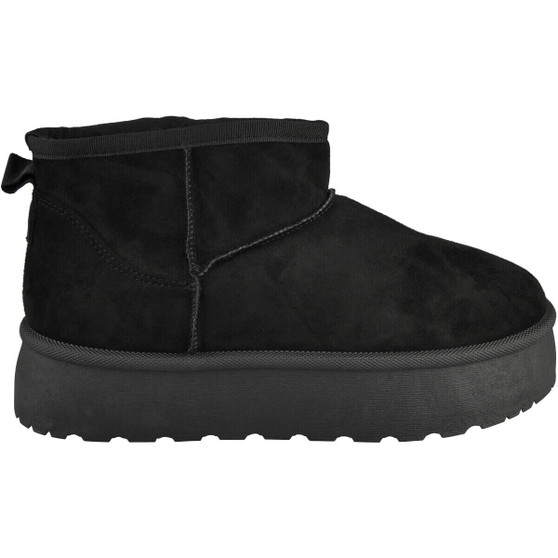 LUCYE Black Warm Faux Fur Ankle Boots