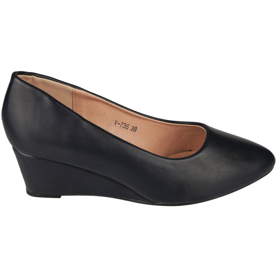 ESTELLA Navy Wedge Office Party Heels Shoes 