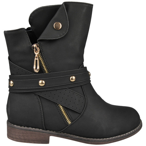 BRONTE Black Ankle Warm Grip Lined Zip Boots 