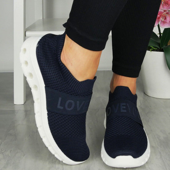 JUNE NAVY Slip On Comfy Running Fashion Sneakers 