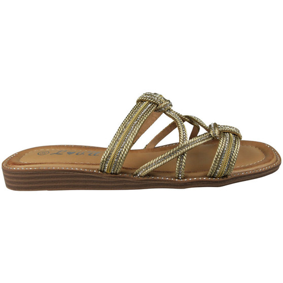 SERAFINA Gold Bling Lounge Mules Sandals
