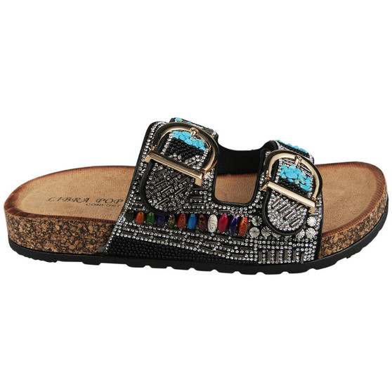 TATIANA Black Summer Lounge Comfy Grip Sandals