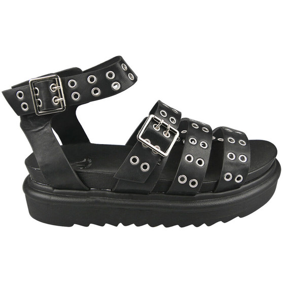 SVETLANA Black Soft Sole Summer Buckle Sandals