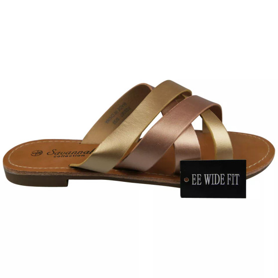 CARLOTTA Rose Gold Summer Holidays Beach Mules Sliders