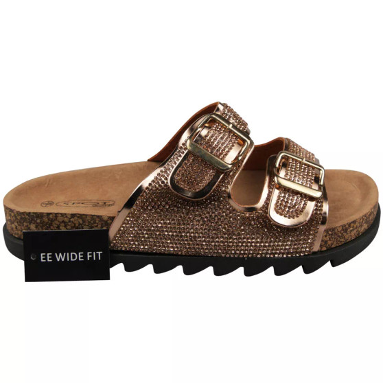 ANTONIA Rose Gold Lounge Beach Bling Comfy Mules Sliders