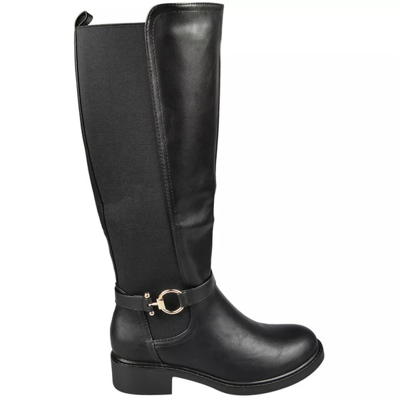 EVA Black New Mid Calf Zip Stretch Boots