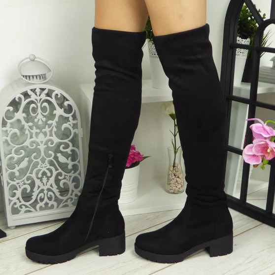 SAMIRA BLACK Over The knee Platform Zip Boots