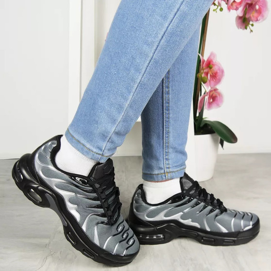 FANZI Grey Trainers Platform Gym Lace Up Shoes