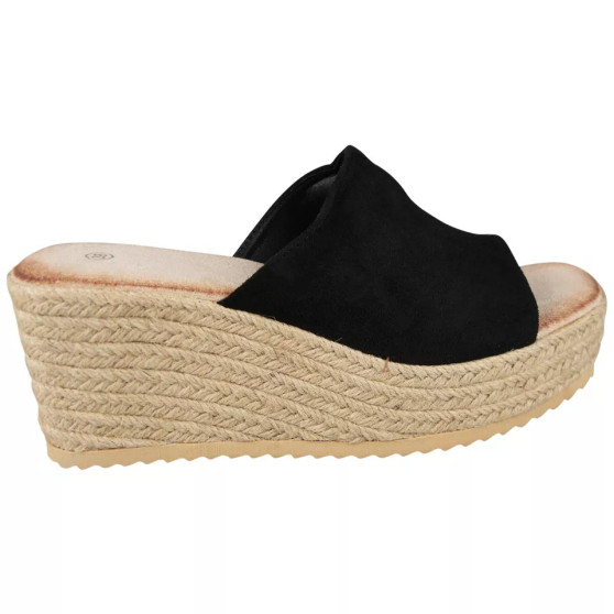 EMORY Black Summer Wedges Comfy Sandals