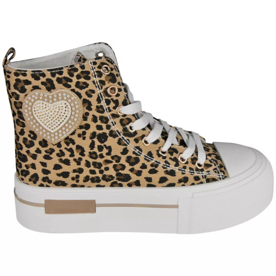 FATIMA Leopard Trainers Lace Up Classic Pumps Comfy Sneakers