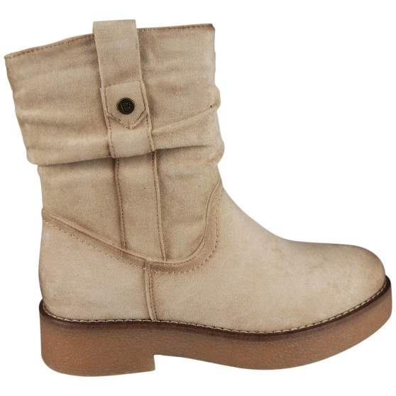 RORY Beige Faux Suede Warm Lined Comfy Zip Heel Grip Boots