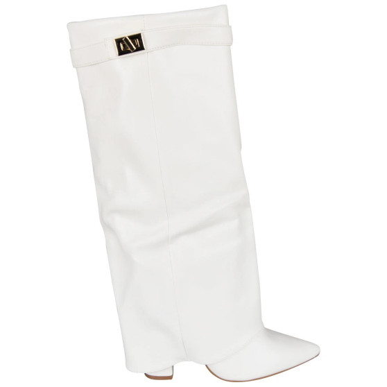 MAGGIE White Fashion Zip High Heel Hooded Boots