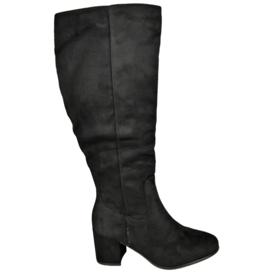 TIFFANY Black Suede Mid Calf Zip Comfort Wide Foot Lined Boots 