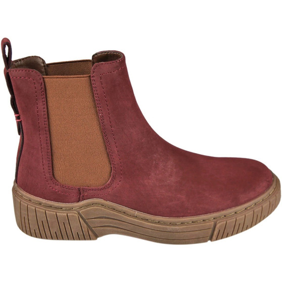 TANSY Wine Ankle Faux Leather Slip On Chelsea Trainer Boots