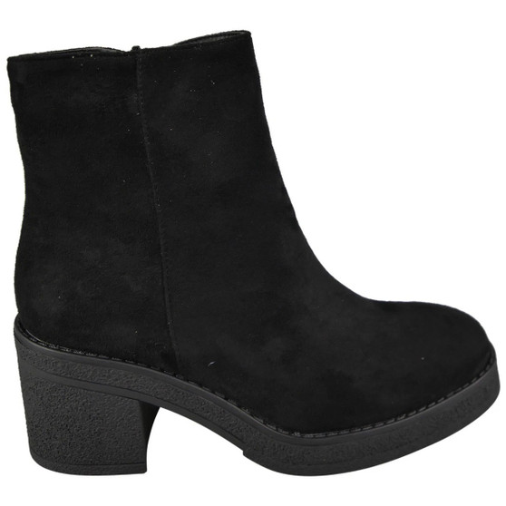BRIONY Black Ankle Faux Suede Comfy Grip Warm Lined Boots