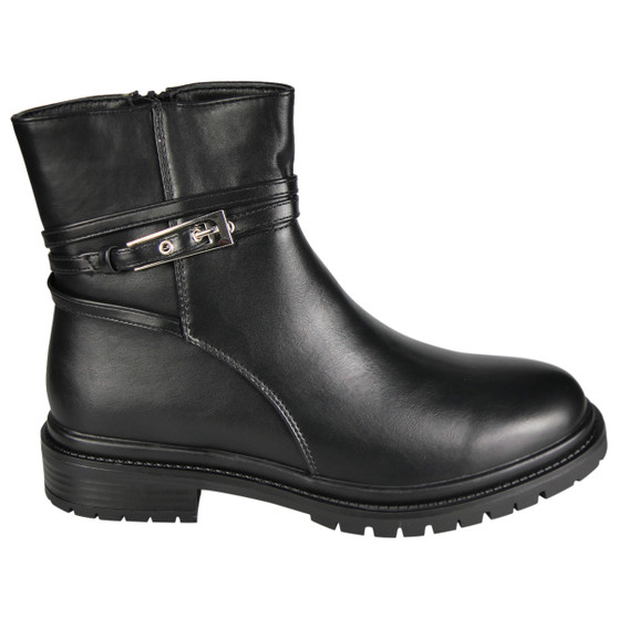 HAVEN Black Faux Leather Zip Casual Comfy Winter Boots