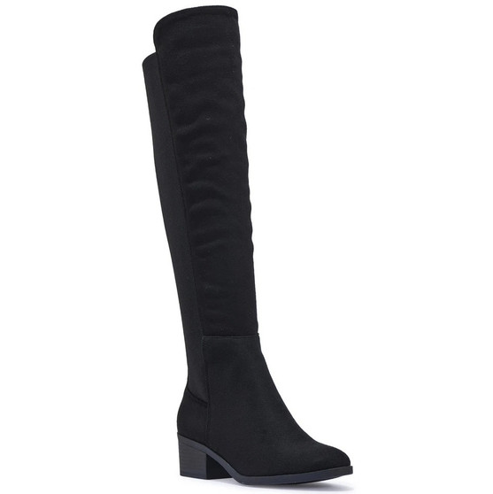 MIKANA Black Faux Suede Grip Stretchy Zip Boots