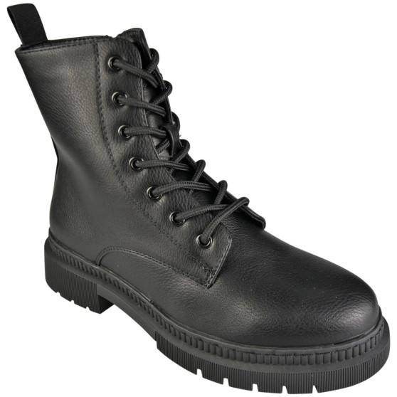 KAREN Black Ankle Lace Up Heel Zip Grip Casual Work Fashion Boots