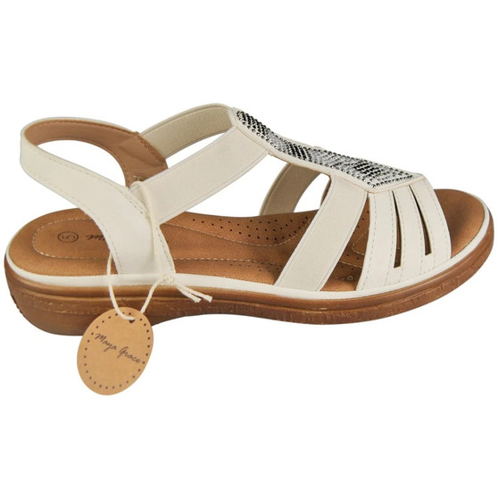 MONIKA White Wedge Lightweight Elastic Slip On Sandals