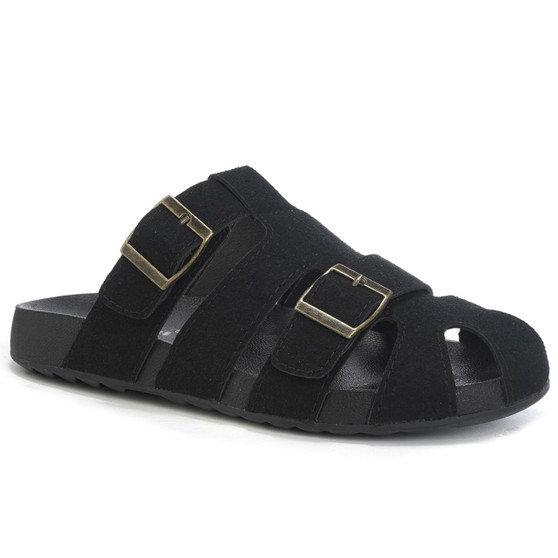 ALANA Black Open Toe Comfort Cushioned Summers Mules