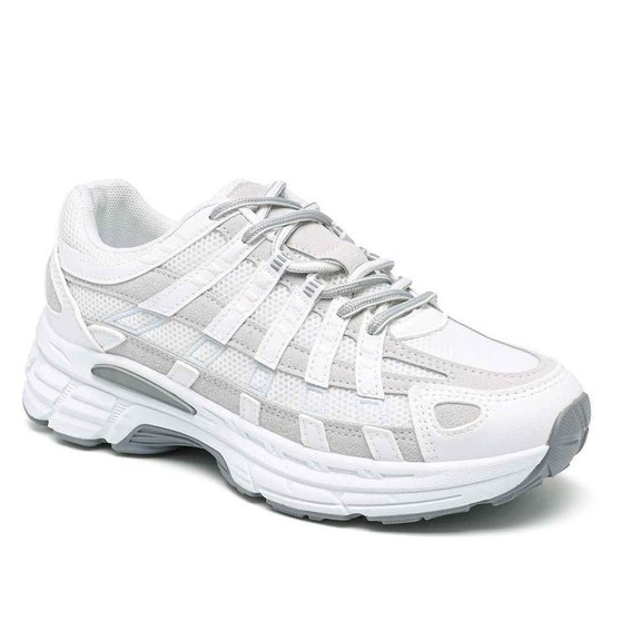 DEMELZA White Fashion Sneakers Lace Up Comfy Cushioned Trainers Shoes