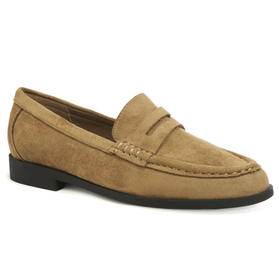 MAEVE Camel New Ladies Slip On Chain Decorated Loafers