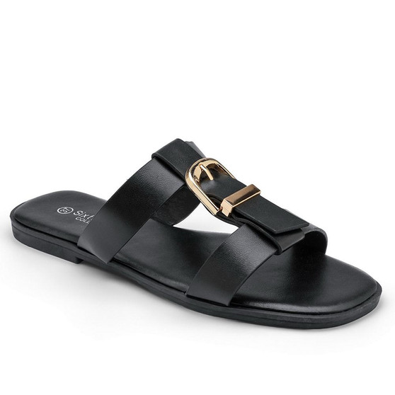 ARYA Black Ladies Open Toe Walking FlipFlop Sliders