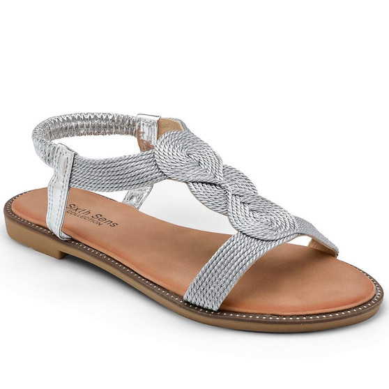 RYLEE Ladies Silver Slingback Comfort Stylish Summer Sandals